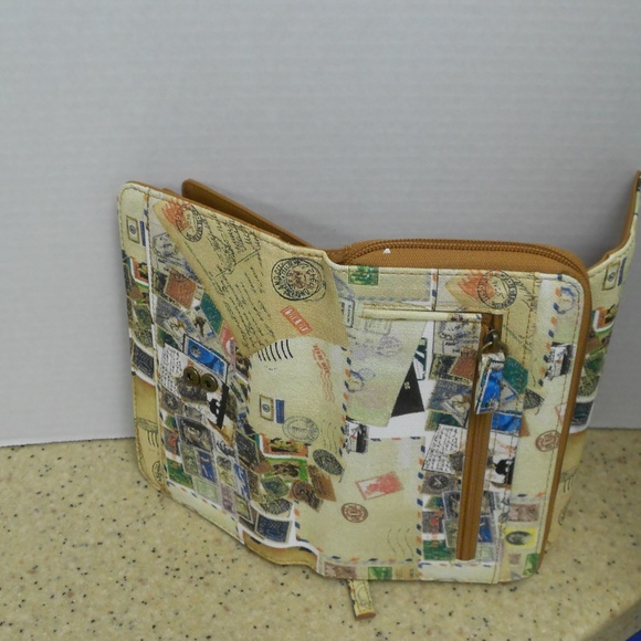 New tri-fold wallet clutch. postage theme design. - Picture 3 of 5